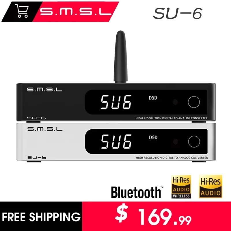 SMSL SU-6 Dekoder ES9038Q2M OP – Dac Usb Coaxial Optical Bluetooth recenzja i cena